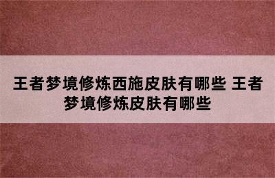 王者梦境修炼西施皮肤有哪些 王者梦境修炼皮肤有哪些